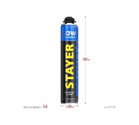 Монтажная пена STAYER Professional LOW EXPANSION с низким вторичным расширением, пистолетная, выход до 50 л, всесезонная, 800 мл 41136