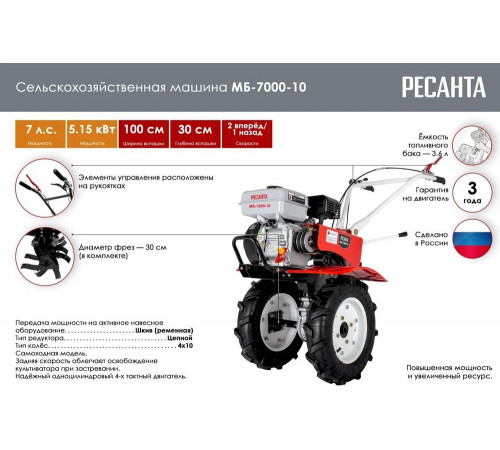 Сельскохозяйственная машина Ресанта МБ-7000-10 70/5/37 Сельскохозяйственная машина Ресанта МБ-7000-10 70/5/37