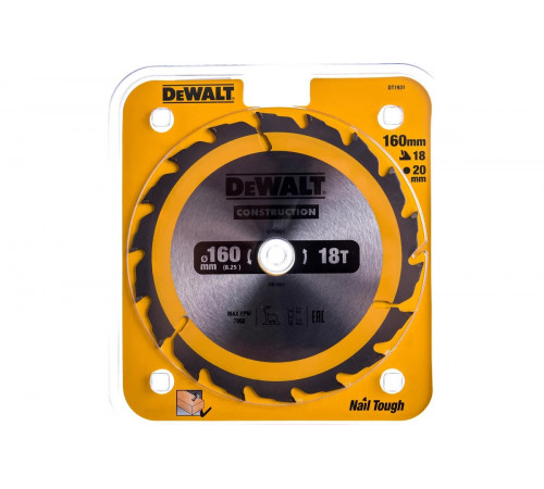 Пильный диск CONSTRUCT 160х20 мм, 18Т,  ATB +20град DEWALT DT1931