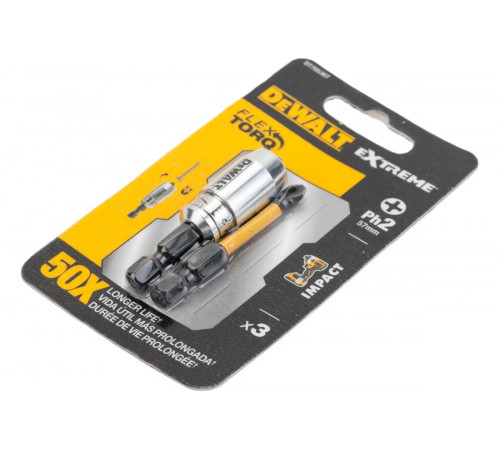 Биты Ph2, 57 мм, 2 шт + держатель MAGNETIC SCREW LOCK DEWALT DT70536T