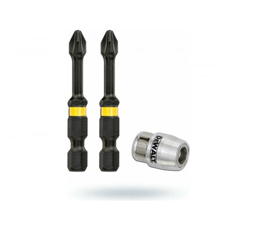 Биты Ph2, 57 мм, 2 шт + держатель MAGNETIC SCREW LOCK DEWALT DT70536T