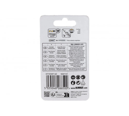 Биты Ph2, 57 мм, 2 шт + держатель MAGNETIC SCREW LOCK DEWALT DT70536T