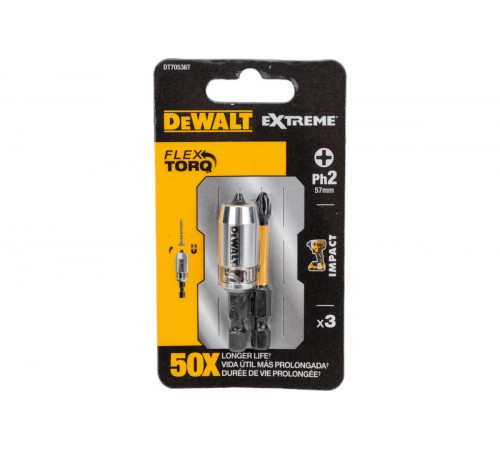 Биты Ph2, 57 мм, 2 шт + держатель MAGNETIC SCREW LOCK DEWALT DT70536T