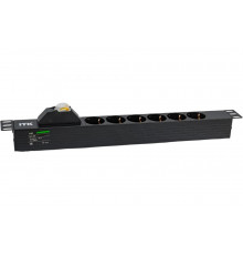 Блок розеток IEK ITK PDU 6 роз. нем. ст. с автом.10А 1U, вх.С14 без каб. чер. PH21-6D3