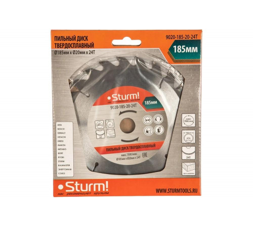 Sturm 9020-185-20-24T: Профессиональный пильный диск для точной резки Sturm 9020-185-20-24T: Профессиональный пильный диск для точной резки
