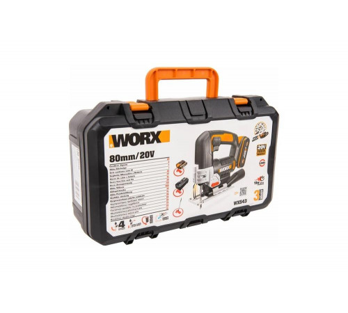 Аккумуляторный лобзик WORX 20 В, 1x2 Ач, кейс WX543