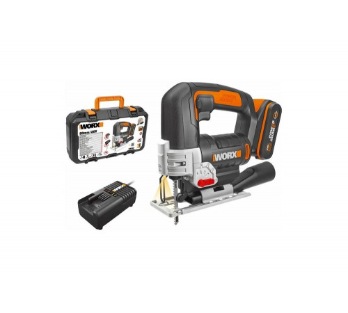 Аккумуляторный лобзик WORX 20 В, 1x2 Ач, кейс WX543
