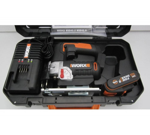 Аккумуляторный лобзик WORX 20 В, 1x2 Ач, кейс WX543