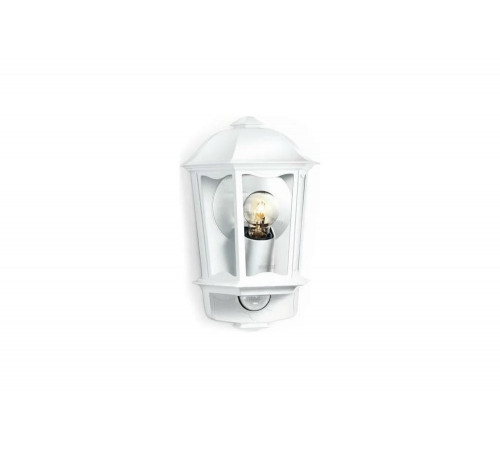 Настенный уличный светильник с датчиком движения Steinel L 190 S IP 44 white clear E27 1х60 Вт 644512 Настенный уличный светильник с датчиком движения Steinel L 190 S IP 44 white clear E27 1х60 Вт 644512