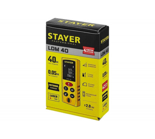STAYER дальность 40 м, 5 функций , лазерный дальномер 34956 Professional STAYER дальность 40 м, 5 функций , лазерный дальномер 34956 Professional