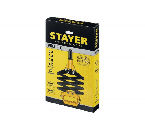 STAYER заклепки 3.2-6.4 мм из алюминия, стали, нерж. стали, литой корпус, заклепочник рычажно-складной 3115_z01