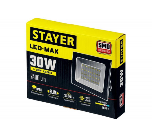 STAYER 30 Вт, LED-Max, прожектор светодиодный 57131-30_z01 Master STAYER 30 Вт, LED-Max, прожектор светодиодный 57131-30_z01 Master