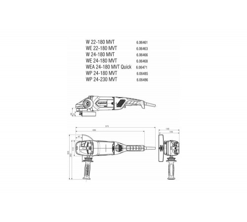Набор METABO УШМ (болгарка) WE 22-180 MVT (606463000) + шесть Японских ножей KIOMO Набор METABO УШМ (болгарка) WE 22-180 MVT (606463000) + шесть Японских ножей KIOMO