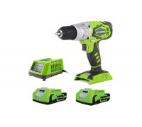 Ударная аккумуляторая дрель-шуруповерт Greenworks G24CDK2