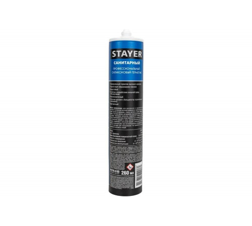 STAYER 260 мл, санитарный, белый, силиконовый герметик 41215-0_z01 STAYER 260 мл, санитарный, белый, силиконовый герметик 41215-0_z01
