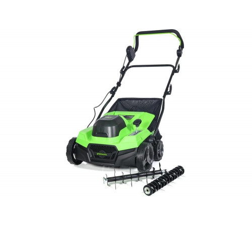 Аэратор-скарификатор аккумуляторный GreenWorks 40V, бесщеточный, c 1хАКБ 4Ач c USB и ЗУ 2517607USB4