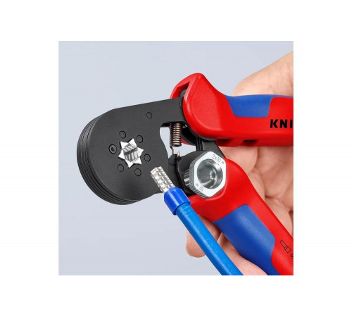 Пресс-клещи 6-гранные, обжимные Knipex KN-975314SB гильзы контакт. 0.08-10 мм², 2-е конц. гильзы 2x4мм²
