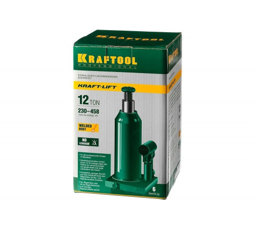 KRAFTOOL 12 т, 230-458 мм, домкрат гидравлический бутылочный сварной Kraft-Lift 43462-12_z01 KRAFTOOL 12 т, 230-458 мм, домкрат гидравлический бутылочный сварной Kraft-Lift 43462-12_z01