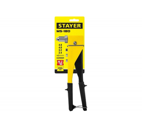 STAYER заклепки 2,4-4,8 мм из алюминия, литой корпус, 90-180°, заклепочник поворотный 3107_z01 STAYER заклепки 2,4-4,8 мм из алюминия, литой корпус, 90-180°, заклепочник поворотный 3107_z01