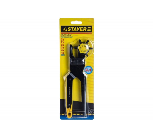 Револьверный дырокол для кожи STAYER PROFESSIONAL усиленный, 6-в-1, 2-4,5мм 22943_z01