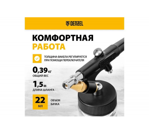Аэрограф с нижним бачком Denzel ab2, 0,8 мм, 22 мл, 11 л/мин 57311 Аэрограф с нижним бачком Denzel ab2, 0,8 мм, 22 мл, 11 л/мин 57311