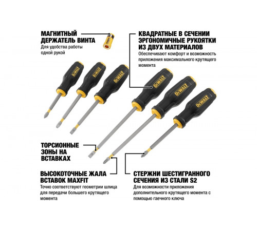 Набор отверток DEWALT 6 шт DWHT0-62056