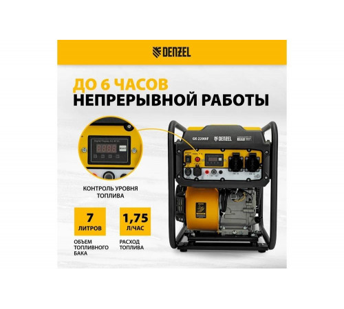Генератор инверторный Denzel GK-3800iF, 3,8 кВт, 230 В, ручной старт 94708