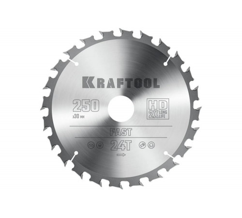 Диск пильный по дереву KRAFTOOL Fast 250x30 мм, 24Т 36950-250-30