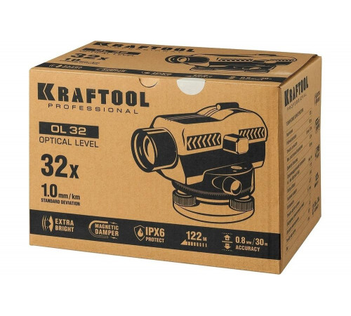 KRAFTOOL 122 м, увеличение 32Х, оптический нивелир OL-32 34520 KRAFTOOL 122 м, увеличение 32Х, оптический нивелир OL-32 34520