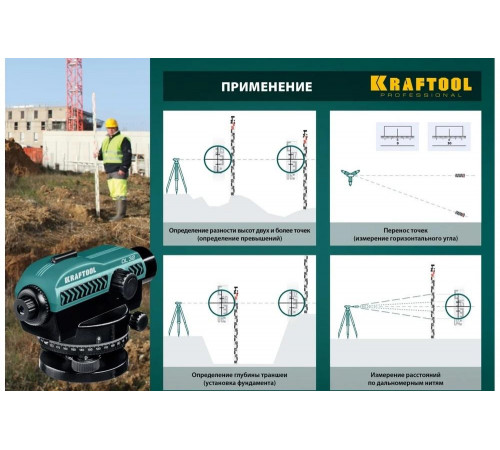 KRAFTOOL 122 м, увеличение 32Х, оптический нивелир OL-32 34520 KRAFTOOL 122 м, увеличение 32Х, оптический нивелир OL-32 34520