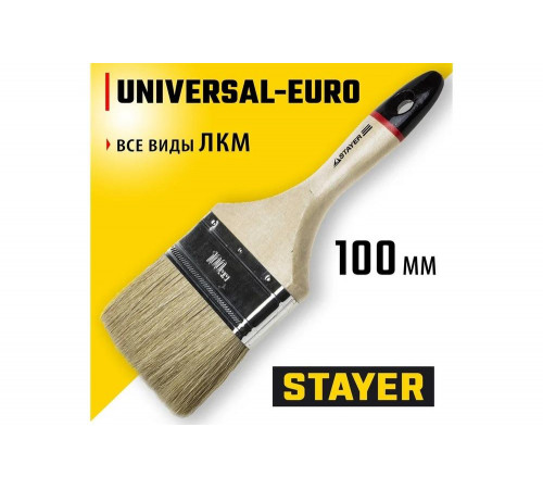 Плоская кисть STAYER UNIVERSAL-EURO 0.11,243 мм, 22мм, 100мм, Арт. 0102-100