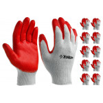 Трикотажные перчатки Зубр МAСTEP 13 класс, х/б, обливная ладонь из латекса, L-XL, 10 пар 11458-K10