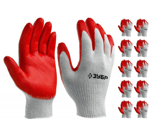 ЗУБР L-XL, 13 класс, 10 пар, х/б, перчатки с одинарным обливом, трикотажные 11458-K10 Мастер ЗУБР L-XL, 13 класс, 10 пар, х/б, перчатки с одинарным обливом, трикотажные 11458-K10 Мастер