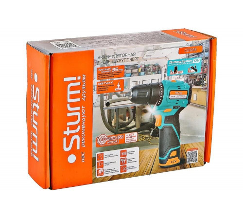 Аккумуляторный шуруповерт Sturm 1BatterySystem12V CD1235 Аккумуляторный шуруповерт Sturm 1BatterySystem12V CD1235