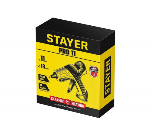 STAYER d=11 мм, 18 г/мин, пистолет термоклеевой электрический PRO 11 0681-20 Professional STAYER d=11 мм, 18 г/мин, пистолет термоклеевой электрический PRO 11 0681-20 Professional