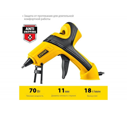 STAYER d=11 мм, 18 г/мин, пистолет термоклеевой электрический PRO 11 0681-20 Professional STAYER d=11 мм, 18 г/мин, пистолет термоклеевой электрический PRO 11 0681-20 Professional