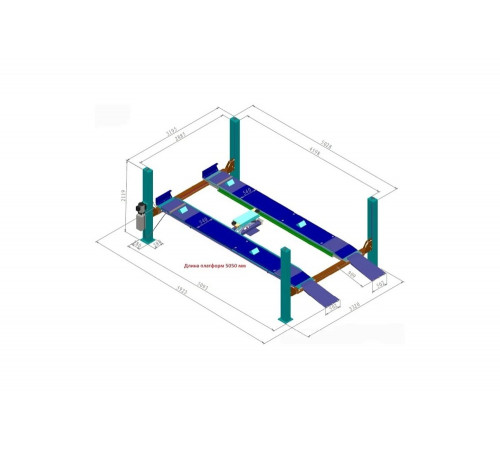 Четырехстоечный подъемник KraftWell KRW4WA_blue Четырехстоечный подъемник KraftWell KRW4WA_blue