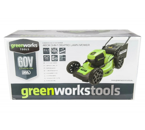Самоходная аккумуляторная газонокосилка GreenWorks GD60LM46SPK4 60V 2502907UB Самоходная аккумуляторная газонокосилка GreenWorks GD60LM46SPK4 60V 2502907UB
