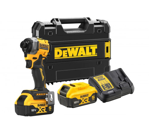 Аккумуляторный шуруповерт DEWALT DCF850P2T, 18 В, 206.2 Нм, 3800 уд/мин, с 2 АКБ 5 Ач и ЗУ, в кейсе TSTAK DCF850P2T-QW