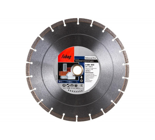 Диск алмазный отрезной Universal Pro (300х30/25.4 мм) для плиткорезов Fubag 12300-6 Диск алмазный отрезной Universal Pro (300х30/25.4 мм) для плиткорезов Fubag 12300-6