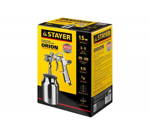 STAYER сопло 1,5 мм, краскопульт пневматический с нижним бачком ORION 06472-1.5 Master STAYER сопло 1,5 мм, краскопульт пневматический с нижним бачком ORION 06472-1.5 Master
