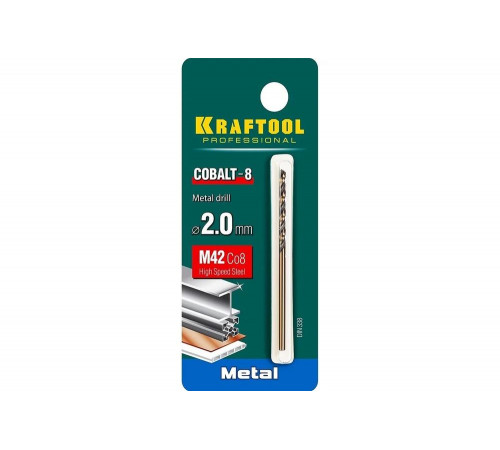 Сверло по металлу COBALT HSS-Co 8% сталь М42 (2х49 мм) Kraftool 29656-2