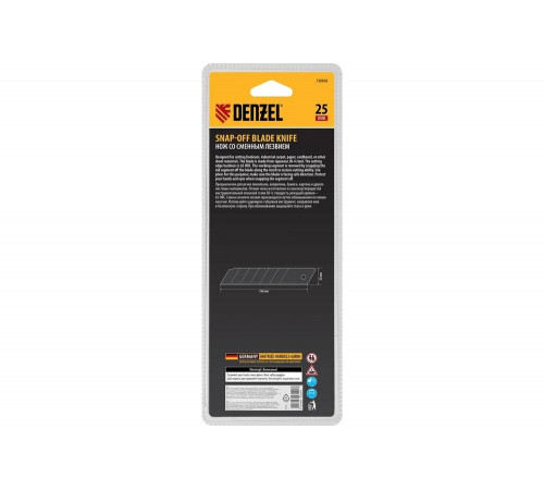 Нож Denzel 25 мм, сменное лезвие, SK4, корпус из ABS + TPR, торцевой зажим 78908