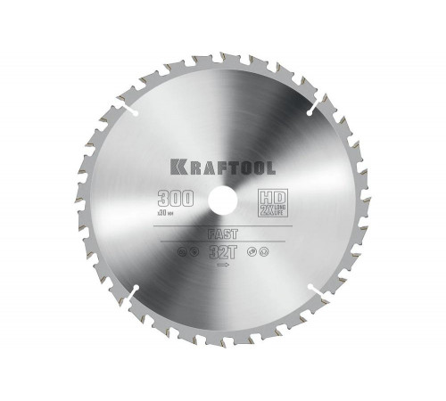 Диск пильный по дереву KRAFTOOL Fast 300x30 мм, 32Т 36950-300-30