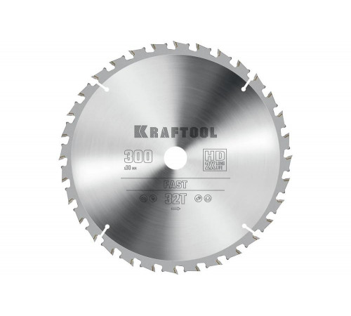 Диск пильный по дереву KRAFTOOL Fast 300x30 мм, 32Т 36950-300-30