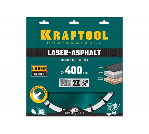 Диск алмазный отрезной по асфальту KRAFTOOL LASER-ASPHALT (400х25.4 мм) 36687-400 Диск алмазный отрезной по асфальту KRAFTOOL LASER-ASPHALT (400х25.4 мм) 36687-400