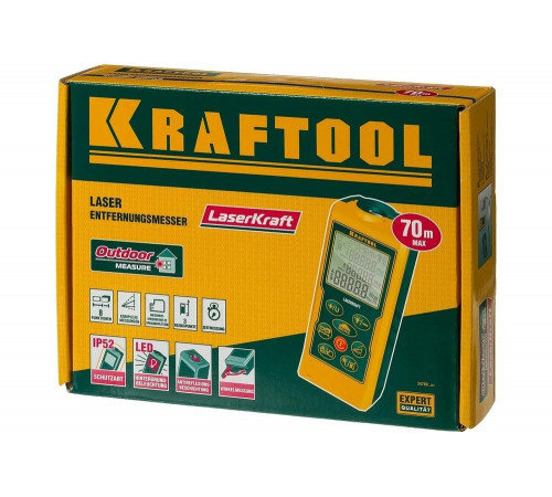 KRAFTOOL дальность 5 см - 70 м, точность 1,5 мм, лазерный дальномер 34760_z01