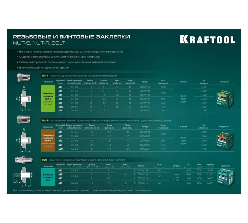 KRAFTOOL М4 х 8 мм, 200 шт., стальные, штифт 10 мм, винтовые заклепки Bolt 311709-04-10 KRAFTOOL М4 х 8 мм, 200 шт., стальные, штифт 10 мм, винтовые заклепки Bolt 311709-04-10