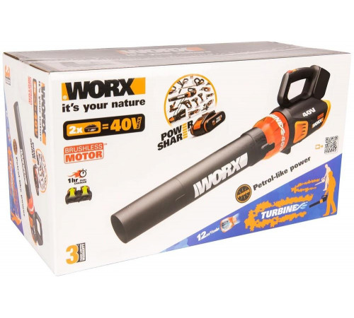 Аккумуляторная бесщеточная воздуходувка WORX 40 В WG584E.9