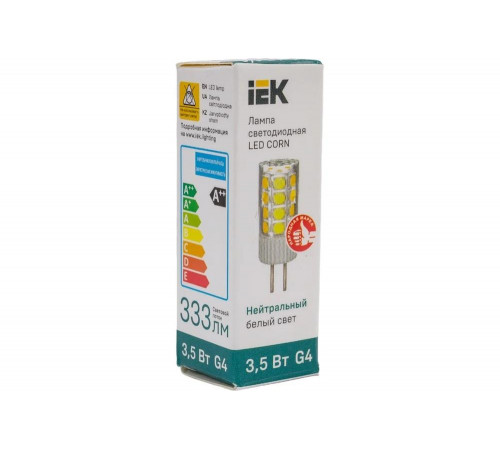 Светодиодная лампа IEK corn капсула 3,5вт 230в 4000к керамика g4 LLE-CORN-4-230-40-G4 Светодиодная лампа IEK corn капсула 3,5вт 230в 4000к керамика g4 LLE-CORN-4-230-40-G4